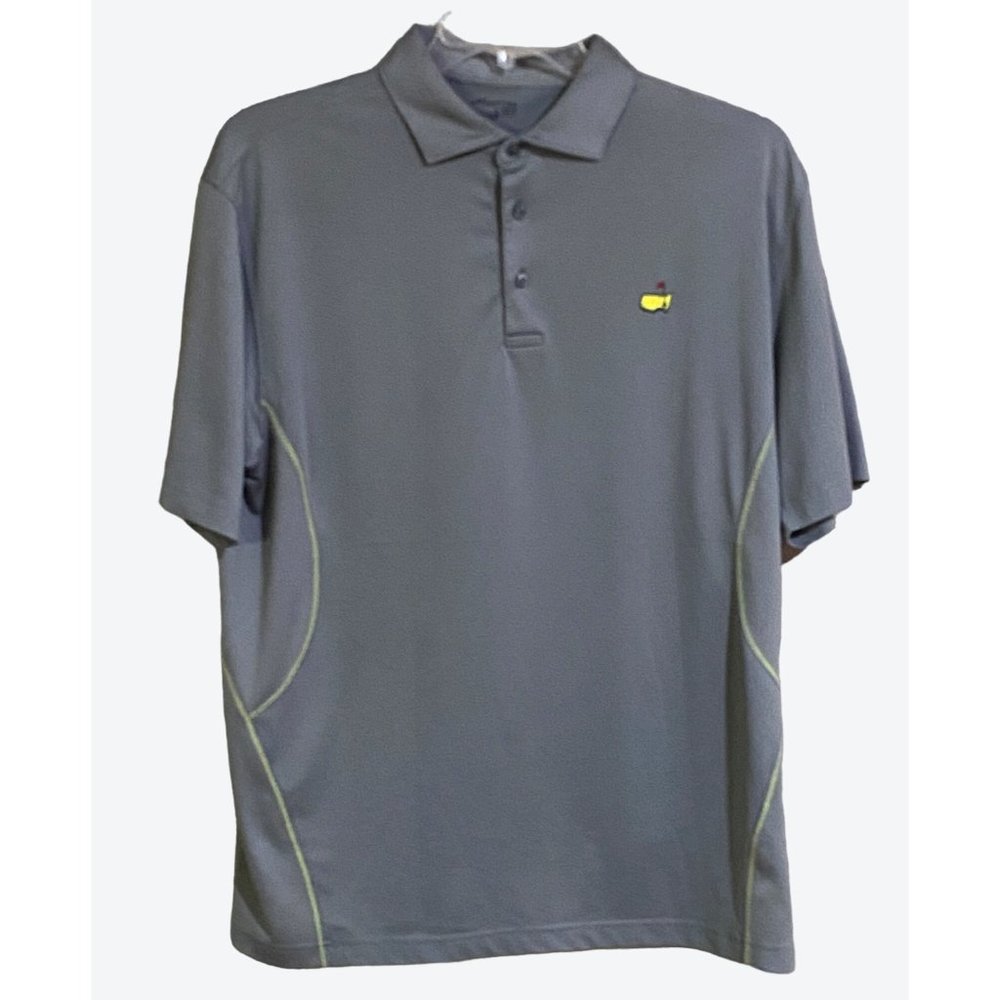 Masters Men's Large Performance Tech 1/4 Button Polo Golf Shirt Gray Yellow
